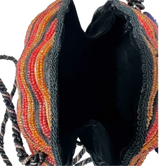 NWT VINTAGE MARY FRANCES Motif Butterfly Beaded Multicolor Round Shoulder Bag - Picture 8 of 8